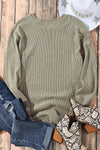 Pink Solid Ribbed Round Neck Pullover Sweatshirt |Available in 6 Colors