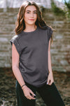 Black Rivet Round Neck T Shirt