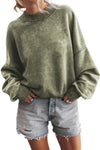 Red Drop Shoulder Crewneck Washed Pullover Sweatshirt