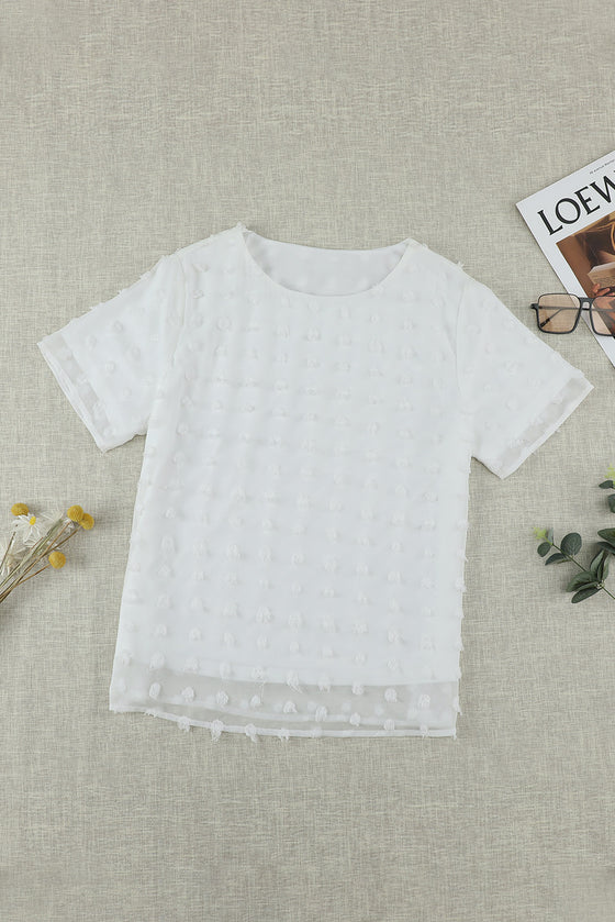 White Swiss Dot Summer Top