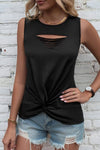 Black Tank Top with Slits and Twist