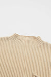 Oatmeal Patch Pocket Ribbed Knit Short Sleeve Sweater | Available in 7 Colors