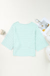 Apricot Solid Color Ribbed Knit 3/4 Sleeve Pullover Sweater | Available in 5 sizes