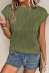 Jungle Green Wavy Textured Cap Sleeve Top | Available in 4 Colors