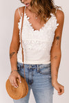 Red Casual Lace Overlay Strappy Hollow Out Camisole Top