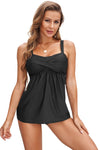 Navy Blue Ruched Swing Tankini Swimsuit | Available in 3 Colors