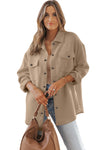 Beige Solid Textured Flap Pocket Buttoned Shacket | Available in 4 Colors