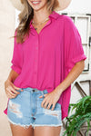 Pink Casual Dolman Oversize Blouse