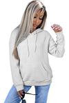 White Lattice Textured Kangaroo Pocket Drawstring Hoodie