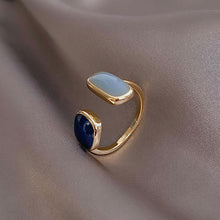  Elegant Women's Geometric Enamel Gem in Gold Band Ring