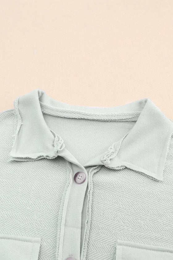 Grey Textured Button Up Shirt Shacket with Pockets | Available in 4 Colors