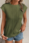 Jungle Green Wavy Textured Cap Sleeve Top | Available in 4 Colors