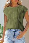 Jungle Green Wavy Textured Cap Sleeve Top | Available in 4 Colors