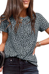 Grey Cheetah Print Casual Crew Neck T Shirt | Available in 4 Colors