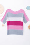 Sky Blue Knitted Color Blocked Top | Available in Pink