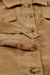 Khaki Ribbed Corduroy Long Sleeve Jacket with Pocket