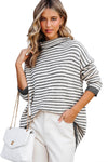 Gray Striped Turtleneck Oversized Sweater | Available in 4 Colors