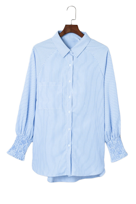 Light Blue Striped Button-up Shirt | Available in 3 Colors