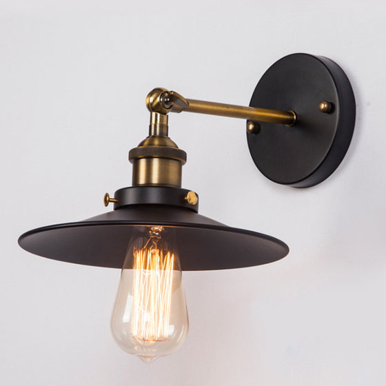 Wrought Iron Industrial Interior Wall Sconce in Black Finish