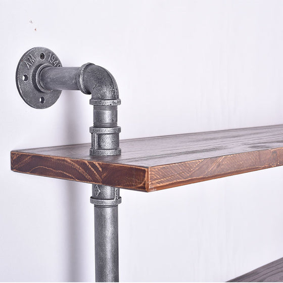 3 Tiered Industrial Style Iron Water Pipe Wall Shelf