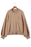 Apricot Raw Edge Pocket Exposed Seam Knitted Sweater