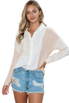 Wholesale Khaki Color Block Buttoned Raw Hem Textured Shirt