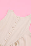 Apricot Casual Contrast Lace Crochet Button Back Sleeveless Shirt