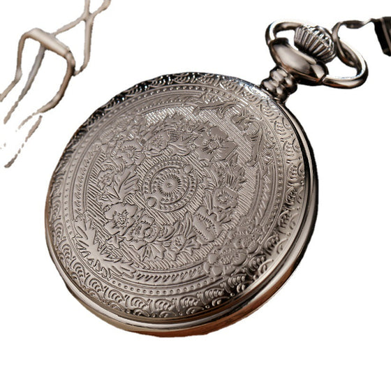 Retro Carved Clamshell Pocket Watch