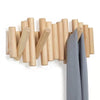 Nordic Style Wall Rack with 5 Dowel Hooks in Natural Finish