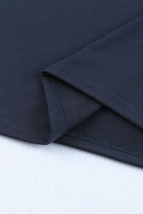 Dark Blue Casual Long Sleeve Snap Button Henley Top | Available in 2 Colors