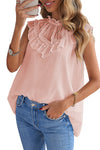 Apricot Frill Detail Tulle Casual Sleeveless Shirt