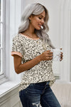 Cheetah Print with Jewel Neckline T-Shirt