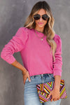 Pink Vintage Washed Puff Sleeve Sweatshirt | Also Available in Green