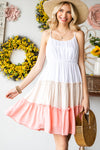 Tiered Colorblock Spaghetti Strap Dress