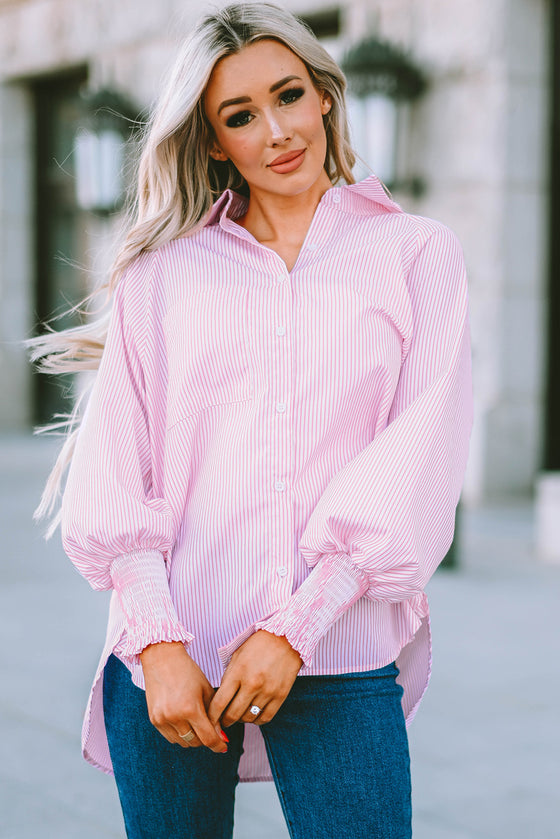 Light Blue Striped Button-up Shirt | Available in 3 Colors