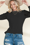 Green Long Sleeve Waffle Knit Top | Available in 3 Colors