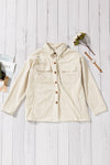 Beige Button Up Patch Pocket Corduroy Shacket | Available in 3 Colors