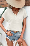 Ivory V-Neck Textured Blouse