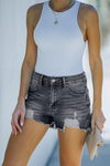 White Frayed Distressed Denim Shorts