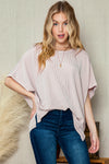 Light Pink Batwing Sleeve Oversized T Shirt