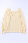 Pink Waffle Texture Casual Square Neck Pullover Top | Available in 5 Colors