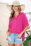 Pink Casual Dolman Oversize Blouse