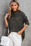 Gray Striped Turtleneck Oversized Sweater | Available in 4 Colors