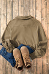 Brown Zip Up Stand Collar Thumbhole Sleeve Sweatshirt