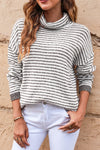 Gray Striped Turtleneck Oversized Sweater | Available in 4 Colors