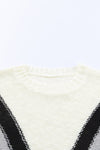 Beige Chevron Casual Drop Shoulder Knit Sweater