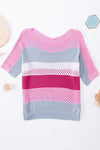 Sky Blue Knitted Color Blocked Top | Available in Pink