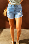 Dark Blue Casual Frayed Hem Denim Shorts | Available in 2 Colors