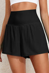 Black Pocketed High Waisted Swim Shorts