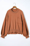 Apricot Raw Edge Pocket Exposed Seam Knitted Sweater